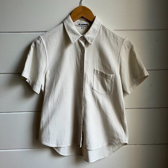 Jil Sander Cream Short Sleeve Button Down - Picture 3 of 6